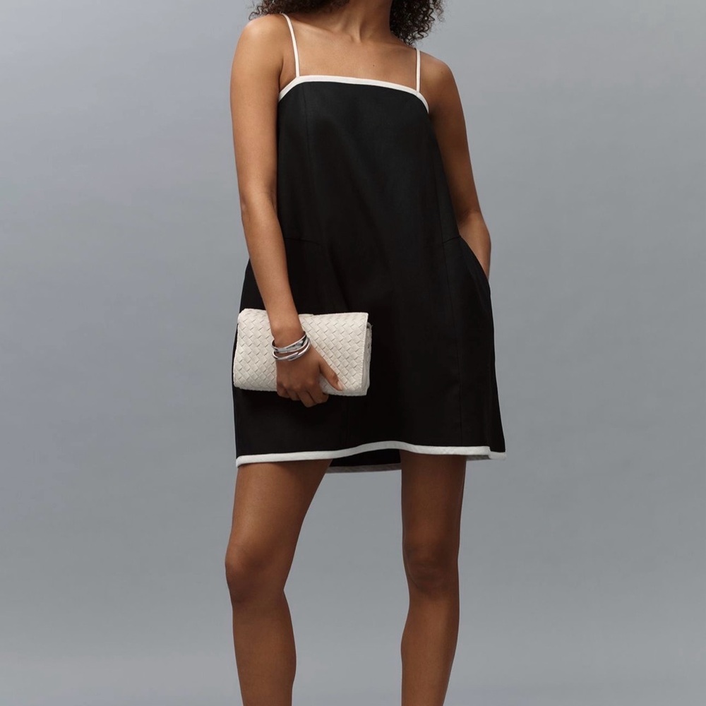 MARE MARE SQUARE-NECK LINEN A-LINE MINI DRESS NWOT